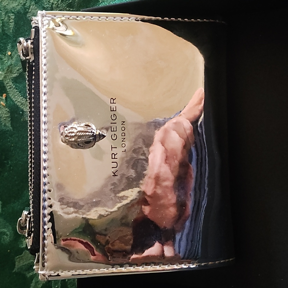 Kurt Geiger Small Shiny Silver Wallet
